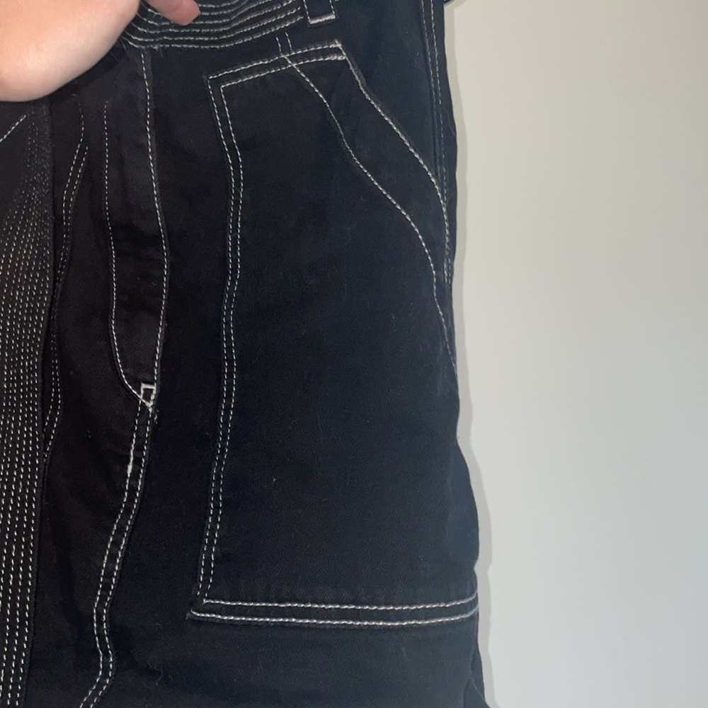 Sandro Paris Black Denim Contrast Stitch Mini Skirt - Picture 4 of 9